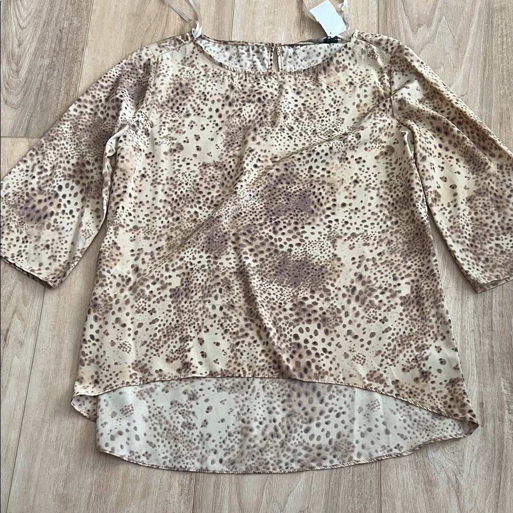Ark & Co Beige Animal Print Blouse